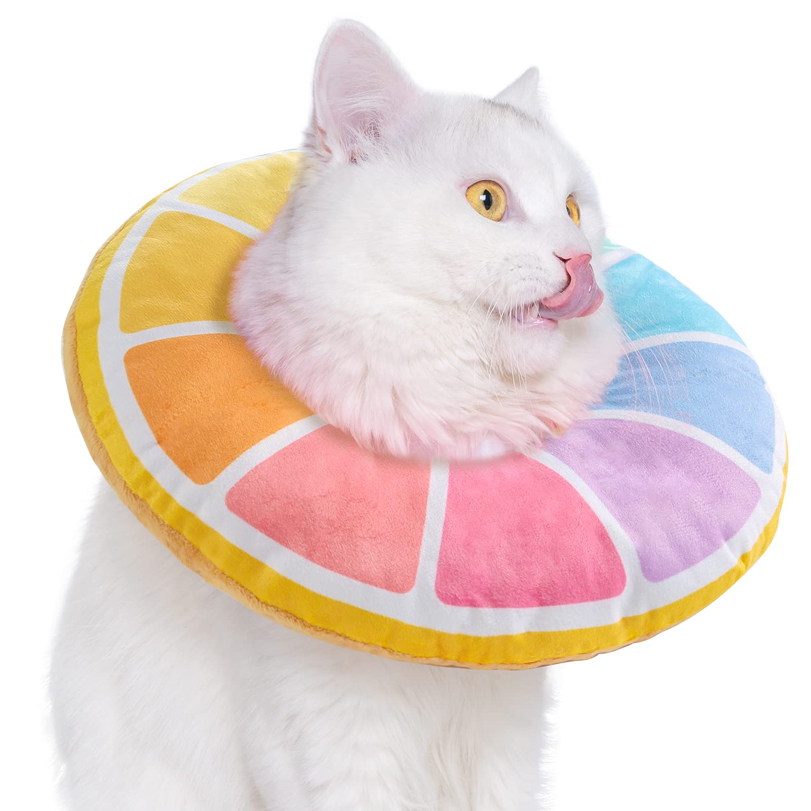Cute Cat Donut Collar Soft Cone Collars for Cat Woiworco Adjustable Cat Recovery Collar M, Multicolor Wound Healing Protective Cone After Surgery Elizabethan Collars for Kitten Pets 